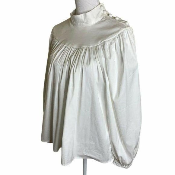 Ann Taylor Balloon Sleeve Mock Neck Peasant Blouse - Picture 6 of 10